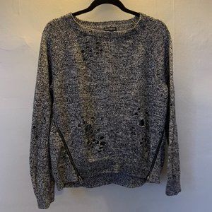 Distressed Sweater with zipper detailing
